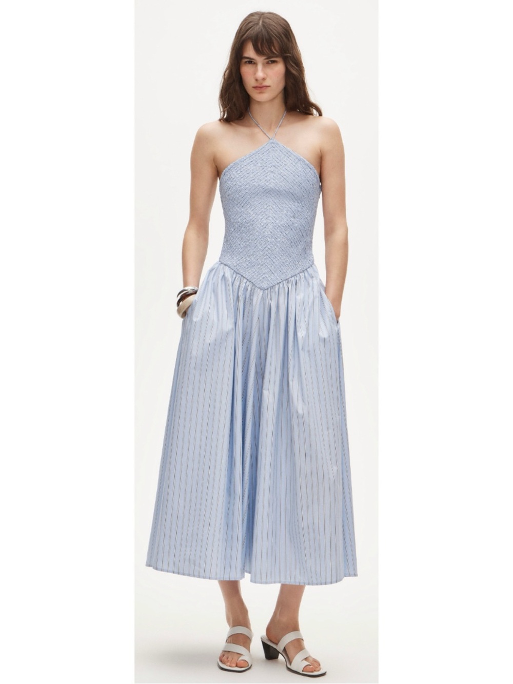 J. Crew Smocked Halter Dress In Stripe